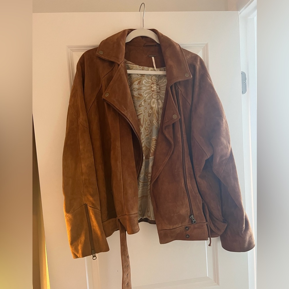 Free People Oversized Suede Moto Jacket
